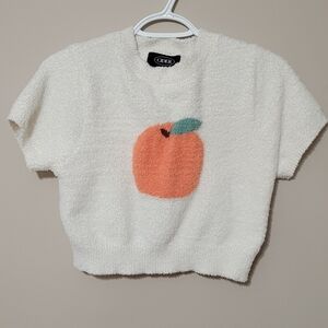 Cider orange pattern knitted short sleeve crop top